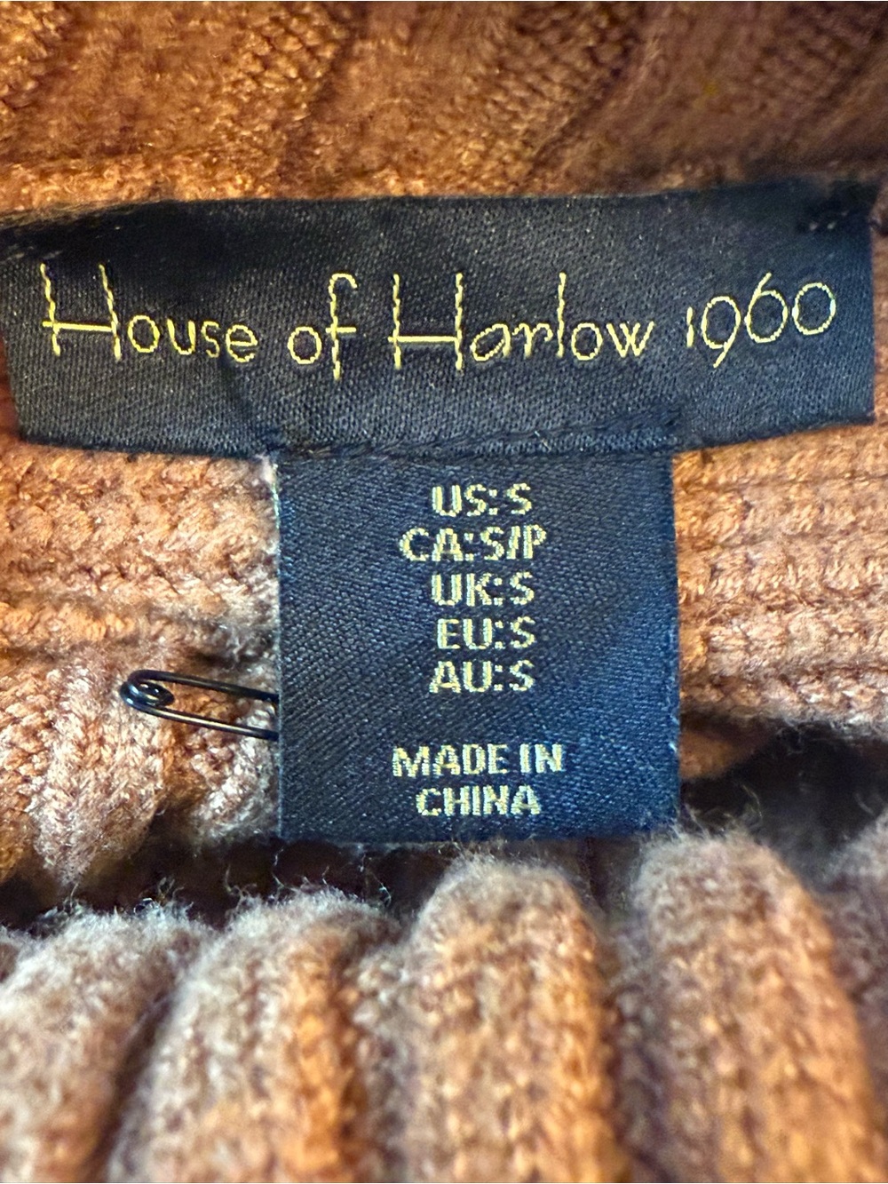 House of Harlow 1960 Camel Ribbed Cropped Turtleneck Sweater Pullover Small - Picture 6 of 12